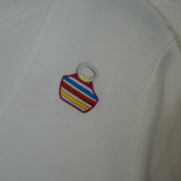 NWT Carole Little White Pullover Summer‎ Sweater with Embroidery Sz S - Picture 6 of 7